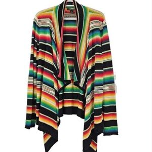 Lauren Ralph Lauren Cotton Linen Southwest Serape Waterfall Cardigan Sweater XL
